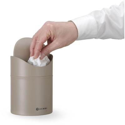 Odpadkový koš na stolek s otočným krytem, HENDI, 1,2L, Béžová, ⌀120x(H)165mm