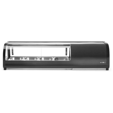 Stojan na Sushi, Arktic, Dodávané nádoby: 4x GN 1/3 (H) 40 mm., GN 1/3, Černá, 220-240V/190W, 1177x426x(H)296mm