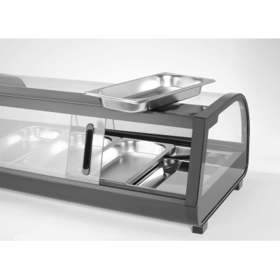 Stojan na Sushi, Arktic, Dodávané nádoby: 4x GN 1/3 (H) 40 mm., GN 1/3, Černá, 220-240V/190W, 1177x426x(H)296mm