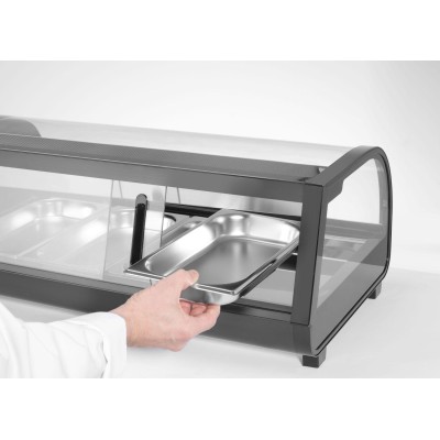 Stojan na Sushi, Arktic, Dodávané nádoby: 4x GN 1/3 (H) 40 mm., GN 1/3, Černá, 220-240V/190W, 1177x426x(H)296mm
