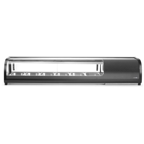 Stojan na Sushi, Arktic, Dodávané nádoby: 6x GN 1/3 (H) 40 mm., GN 1/3, Černá, 220-240V/190W, 1529x426x(H)296mm