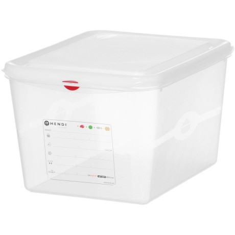 Nádoba GN 1/2, polypropylen, HENDI, GN 1/2, 12,5L, Průhledná, 325x265x(H)200mm, Obdélníkové