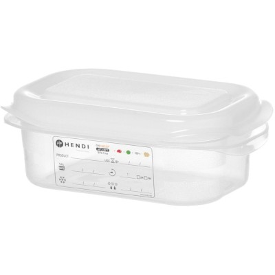 Nádoba GN 1/9, polypropylen, HENDI, GN 1/9, 0,6L, Průhledná, 176x108x(H)65mm, Obdélníkové
