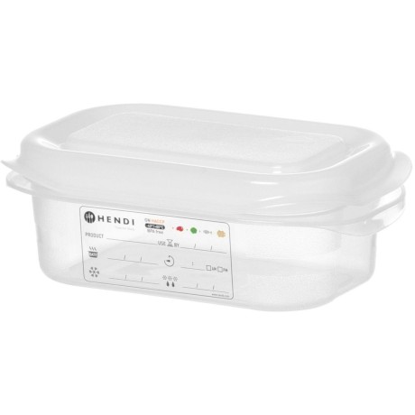 Nádoba GN 1/9, polypropylen, HENDI, GN 1/9, 0,6L, Průhledná, 176x108x(H)65mm, Obdélníkové