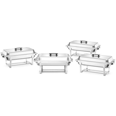 Ohřívač jídla Chafing – sada 4 kusů, HENDI, GN 1/1, 7,5L, 600x355x(H)305mm