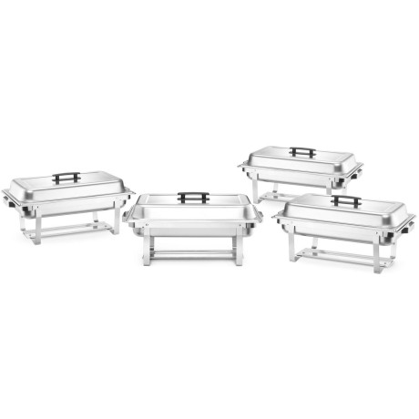 Ohřívač jídla Chafing – sada 4 kusů, HENDI, GN 1/1, 7,5L, 600x355x(H)305mm