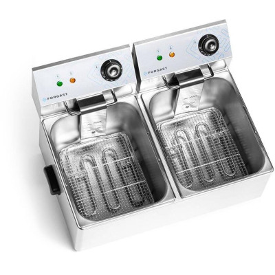 Elektrická fritéza, 2-komorová, 2x6 l, 2x3 kW, 230 V | FORGAST FG09026