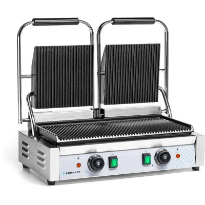 Dvojitý kontaktní gril, vroubkované desky, 3,6 kW | FORGAST FG09202