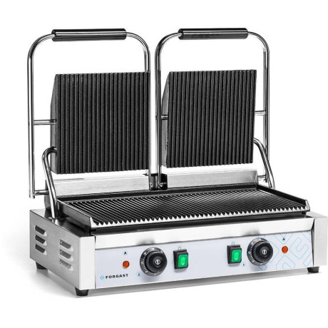 Dvojitý kontaktní gril, vroubkované desky, 3,6 kW | FORGAST FG09202