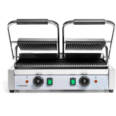 Dvojitý kontaktní gril, vroubkované desky, 3,6 kW | FORGAST FG09202