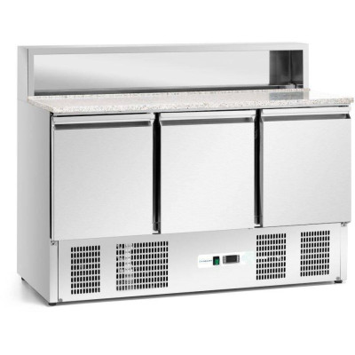 Chladicí stůl na pizzu, 3-dveřový, 400 l, s nástavbou | FORGAST FG07203