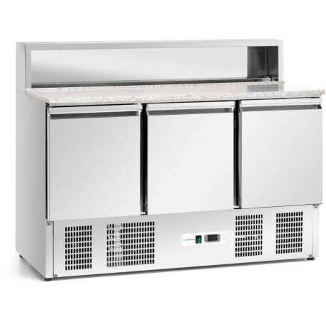 Chladicí stůl na pizzu, 3-dveřový, 400 l, s nástavbou | FORGAST FG07203