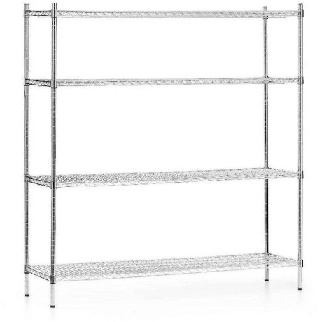 Skladový regál z chromované oceli, 4 police, 152x45,5x180 cm skládací | FORGAST FG15134