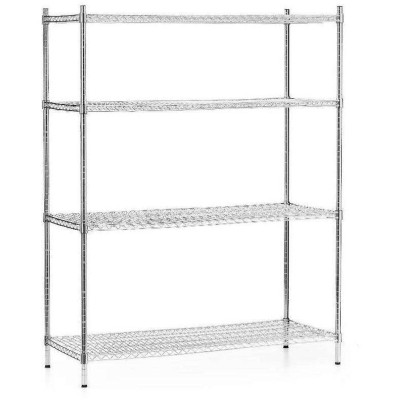 Skladový regál z chromované oceli, 4 police, 122x61x180 cm skládací | FORGAST FG15138