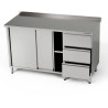 Nerezový pracovní stůl se skříňkou a blokem se 3 zásuvkami 130x70x85 cm | FORGAST