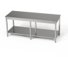 Nerezový centrální pracovní stůl s policí 240x70x85 cm | FORGAST