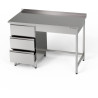 Nerezový pracovní stůl s blokem zásuvek 100x70x85 cm | FORGAST