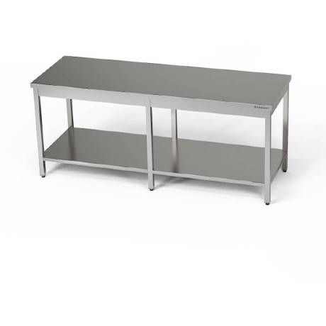 Nerezový centrální pracovní stůl s policí 250x80x85 cm | FORGAST
