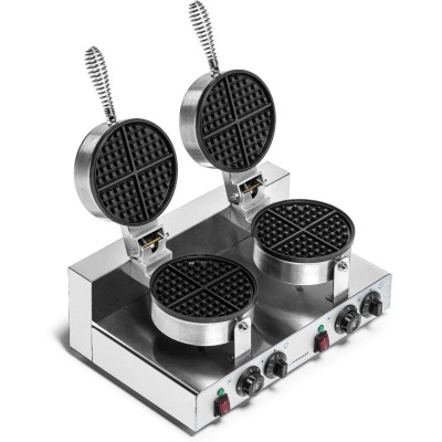 Dvojitý elektrický vaflovač na belgické vafle, průměr 18,5 cm, 4 kW, 230 V | FORGAST FG09721