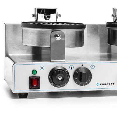 Dvojitý elektrický vaflovač na belgické vafle, průměr 18,5 cm, 4 kW, 230 V | FORGAST FG09721