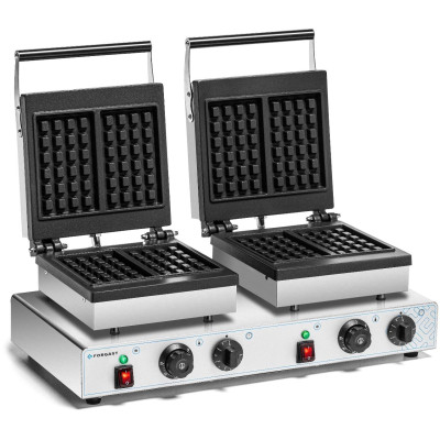 Elektrický dvojitý obdélníkový vaflovač 4x6, 3.5 kW, 230 V | FORGAST FG09725