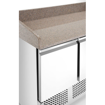 Třídveřový chladicí vozík na pizzu se skleněným nástavcem a žulovou pracovní deskou, Arktic, 254L, 230V/400W, 1400x700x(H)1491mm