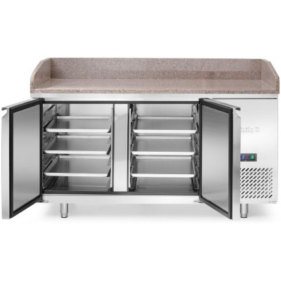 Chladicí stůl na pizzu s žulovou pracovní deskou, 2-dveřový, Arktic, 250L, žula, 230V/250W, 1510x800x(H)875mm