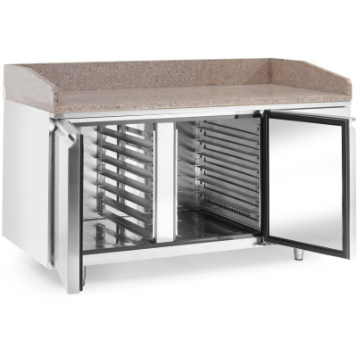 Chladicí stůl na pizzu s žulovou pracovní deskou, 2-dveřový, Arktic, 250L, žula, 230V/250W, 1510x800x(H)875mm