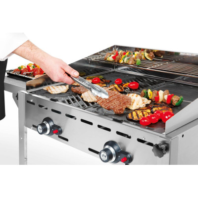 Plynový gril se 2 hořáky, HENDI, Profi Line, Smaltovaná litinová plotýnka a mřížka o velikosti GN 1/1, 11,6kW, 740x615x(H)825mm