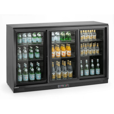 Barová chladnička s trojitými posuvnými dveřmi, Arktic, 254L, Černá, 230V/160W, 520x1350x(H)870mm