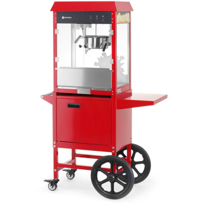 Popcornovač s vozíkem, HENDI, Červená, 230V/1155W, 940x510x(H)1553mm