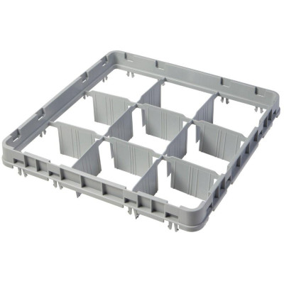 Nástavec koše full drop 500x500 mm šedý, model E1, Cambro, počet přihrádek: 9 (3x3), rozměr přihrádky: 150x150 mm, Světle šedá, 