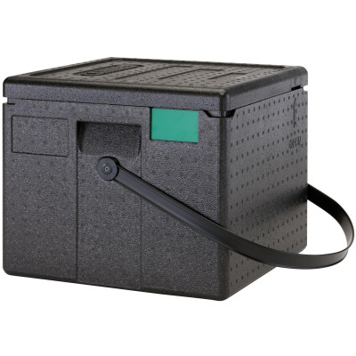 Termoizolační box na pizzu Cam GoBox, horní plnění, Cambro, Objem: 6 kartonů 330x330x(H)40 mm pro pizzu Ø320 mm, Černá, 410x410x
