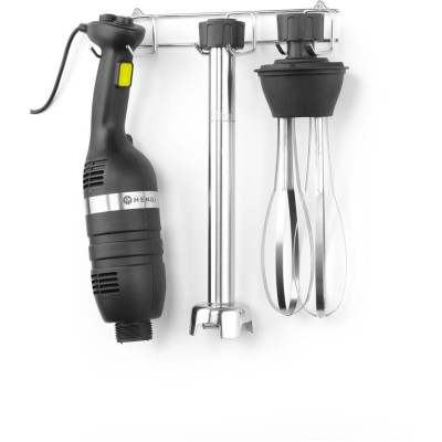 Sada: Tyčový mixér 350 s regulací rychlosti + šlehací metla + nástěnný stojan, HENDI, Kitchen Line, Černá, 230V/350W, 110x324x(H