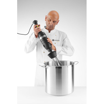 Sada: Tyčový mixér 350 s regulací rychlosti + šlehací metla + nástěnný stojan, HENDI, Kitchen Line, Černá, 230V/350W, 110x324x(H