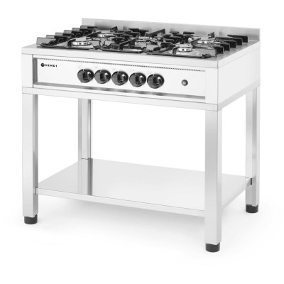 Plynový sporák - 5 hořáků, otevřený rám, HENDI, Kitchen Line, 14,3kW, 900x640x(H)910mm