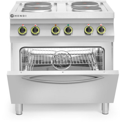 Elektrický vařič Kitchen Line – 4 plotýnky s konvektomatem GN 1/1 , HENDI, Kitchen Line, GN 1/1, 400V/13400W, 800x700x(H)900mm