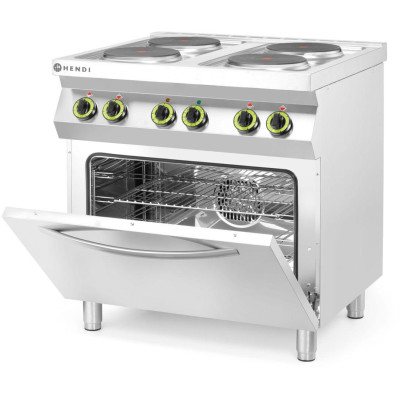 Elektrický vařič Kitchen Line – 4 plotýnky s konvektomatem GN 1/1 , HENDI, Kitchen Line, GN 1/1, 400V/13400W, 800x700x(H)900mm