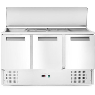 Třídveřový chlazený salátový stůl s odklápěcím víkem, Arktic, 219L, 230V/155W, 700x1365x(H)860mm