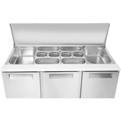 Třídveřový chlazený salátový stůl s odklápěcím víkem, Arktic, 219L, 230V/155W, 700x1365x(H)860mm