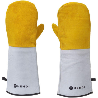 Žáruvzdorné kožené grilovací rukavice - 2 ks, HENDI, 2 ks, (L)460mm