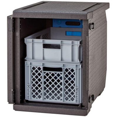 Termoizolační box Cam GoBox s předním plněním pro nádoby 600x400 mm, bez drážek, Cambro, 155 l, bez drážek, 155L, Černá, 770x540