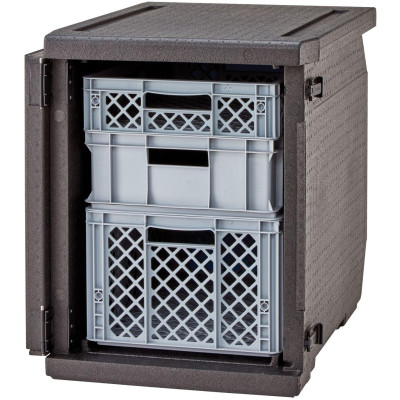 Termoizolační box Cam GoBox s předním plněním pro nádoby 600x400 mm, bez drážek, Cambro, 155 l, bez drážek, 155L, Černá, 770x540