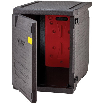 Termoizolační box Cam GoBox s předním plněním pro nádoby 600x400 mm, bez drážek, Cambro, 155 l, bez drážek, 155L, Černá, 770x540