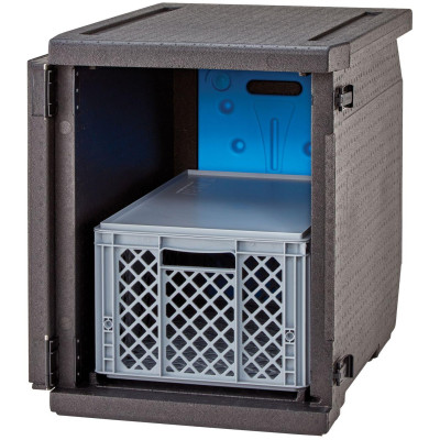Termoizolační box Cam GoBox s předním plněním pro nádoby 600x400 mm, bez drážek, Cambro, 155 l, bez drážek, 155L, Černá, 770x540