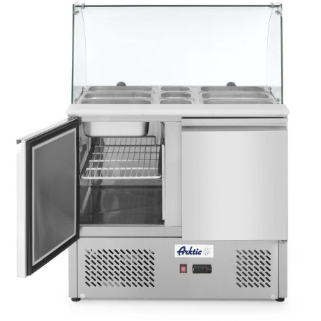 Dvoudveřový chlazený salátový stůl se skleněným nástavcem, Arktic, 169L, 230V/310W, 700x900x(H)1300mm