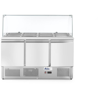 Třídveřový chladicí vozík na salát se skleněným nástavcem, Arktic, 254L, 230V/310W, 700x1365x(H)1300mm