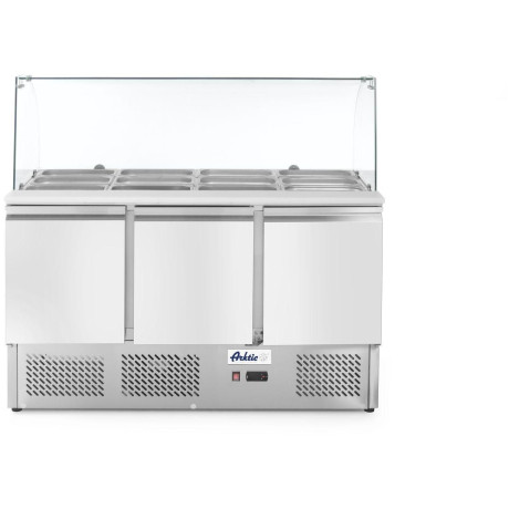 Třídveřový chladicí vozík na salát se skleněným nástavcem, Arktic, 254L, 230V/310W, 700x1365x(H)1300mm