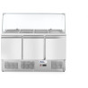 Třídveřový chladicí vozík na salát se skleněným nástavcem, Arktic, 254L, 230V/310W, 700x1365x(H)1300mm