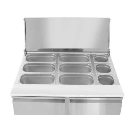 Dvoudveřový chlazený salátový stůl s odklápěcím víkem, Arktic, 169L, 230V/310W, 700x915x(H)875mm